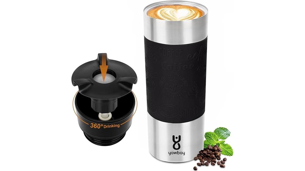 black 16oz stainless steel tumbler
