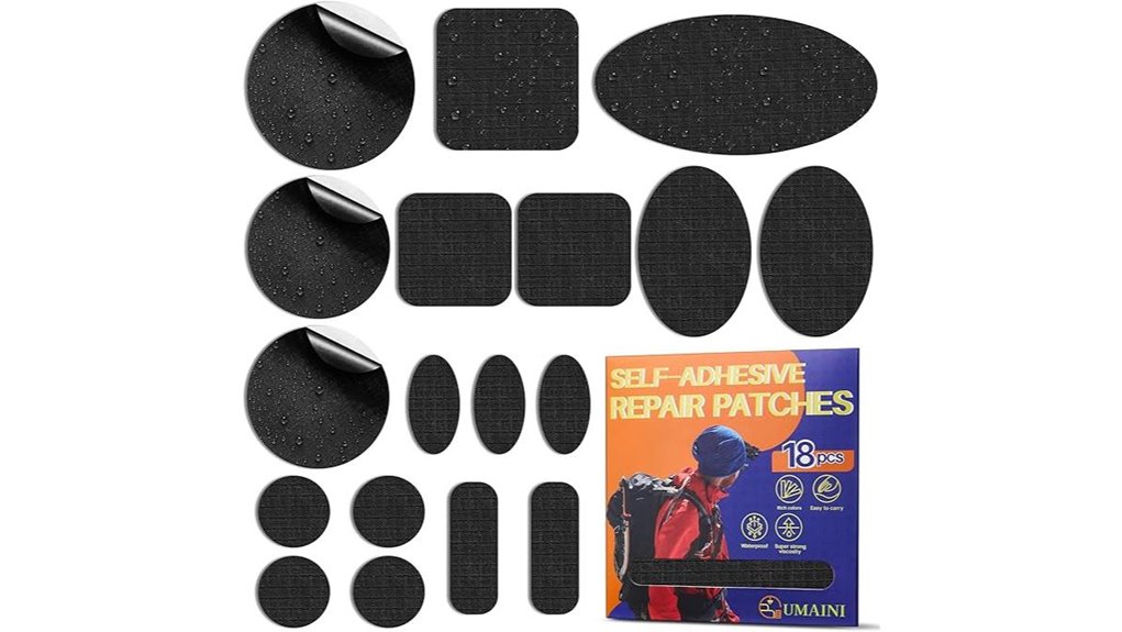 black 18 piece down jacket repair kit