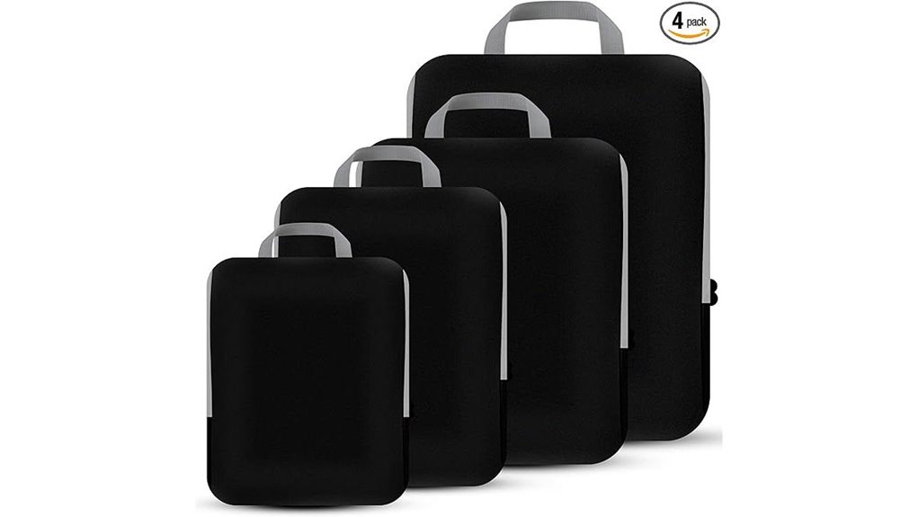 black 4 piece compression packing cubes