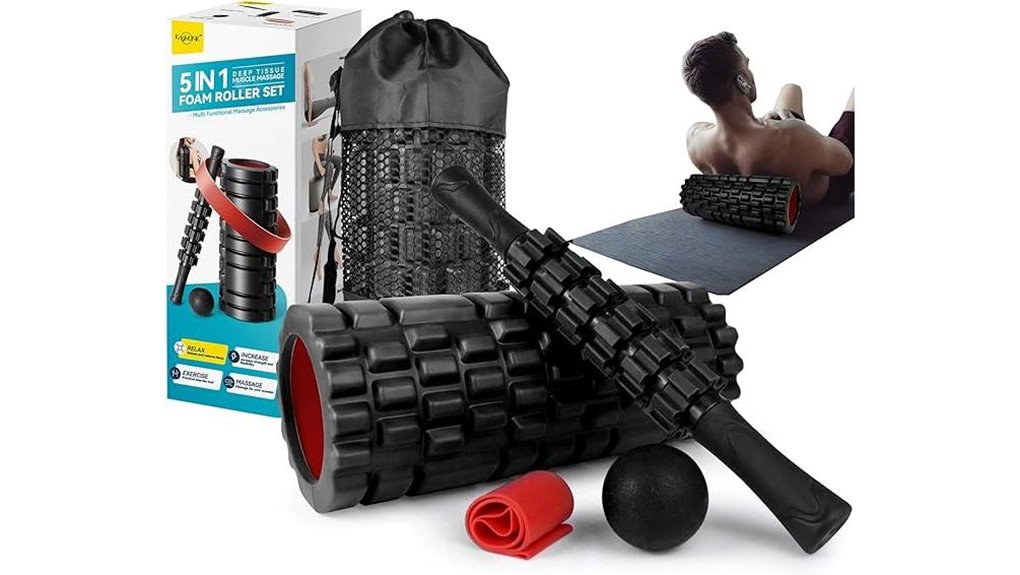 black 5 in 1 foam roller kit