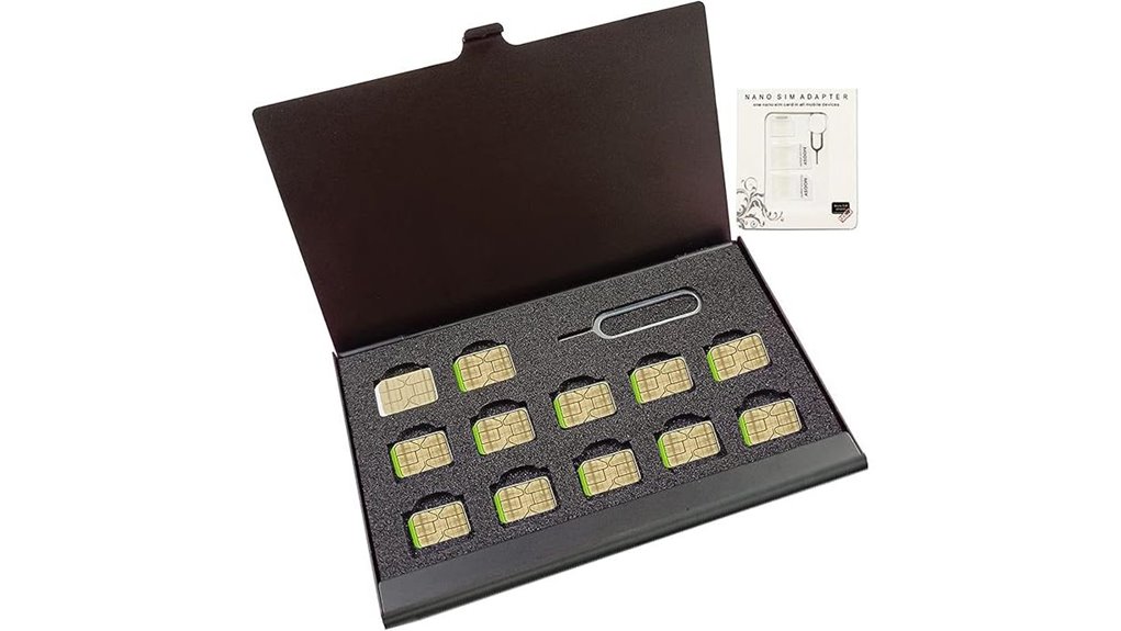 black aluminum 12 slot nano sim case