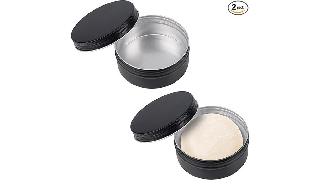 black aluminum screw top shaving tin