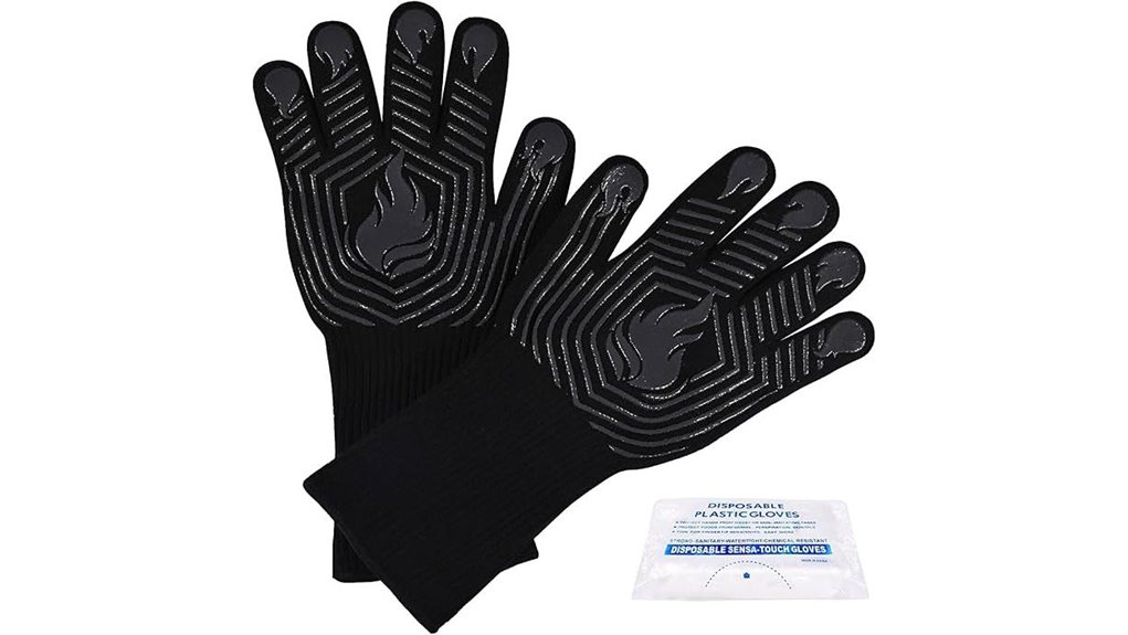 black bbq heatproof silicone gloves