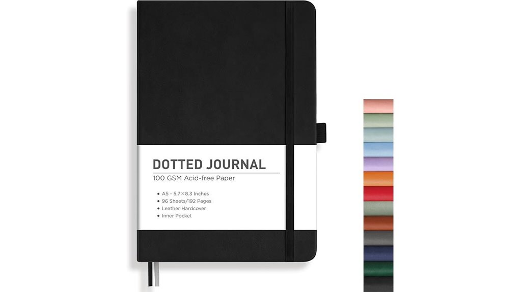 black dotted leather journal