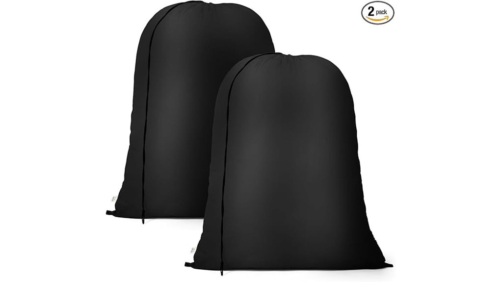 black drawstring laundry bags