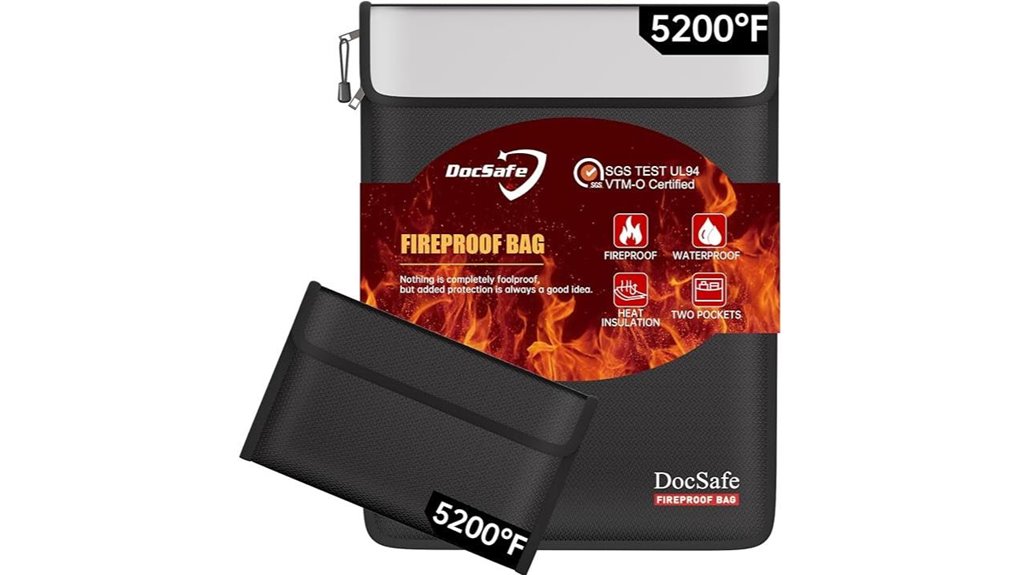 black fireproof document organizer bag