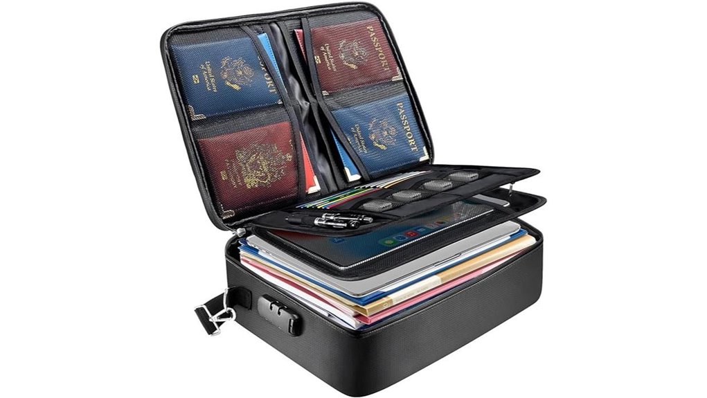 black fireproof lockable document box