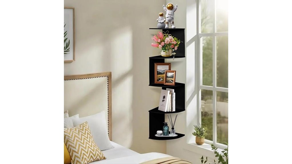 black five tier corner shelf
