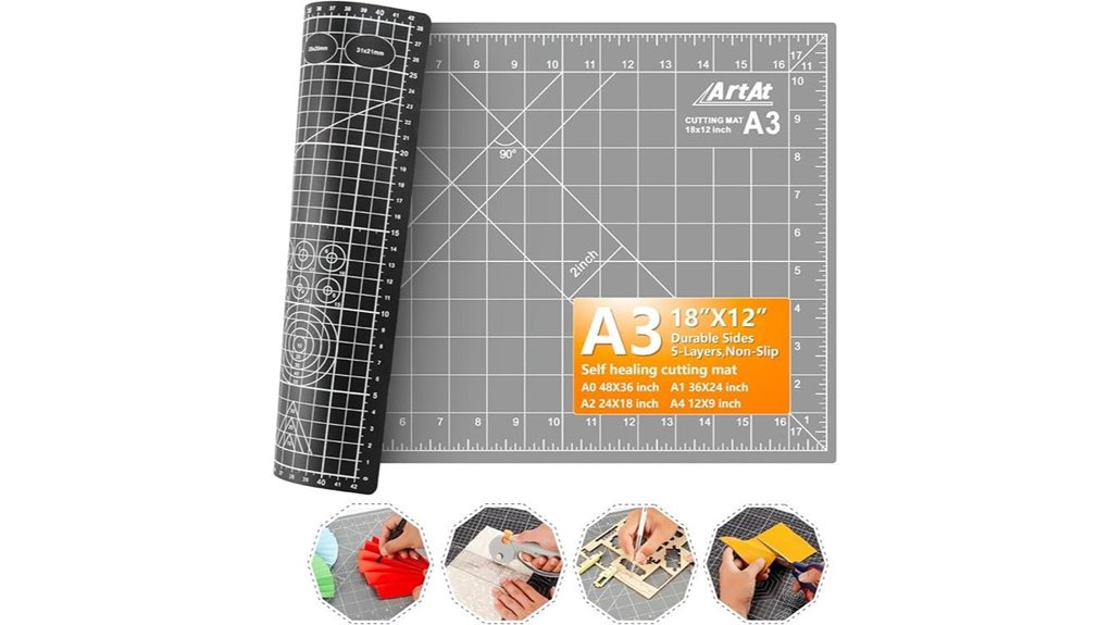 black gray 12 x18 self healing mat