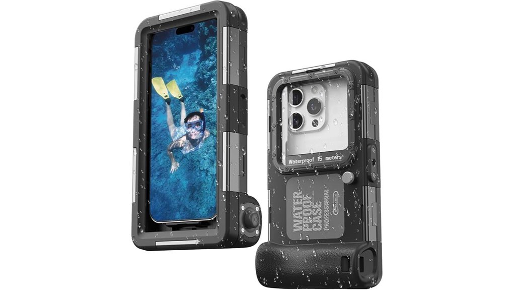 black ip68 waterproof shockproof underwater phone case