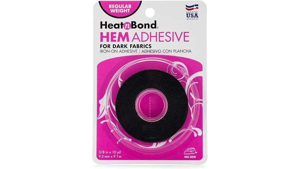 black regular weight iron on adhesive