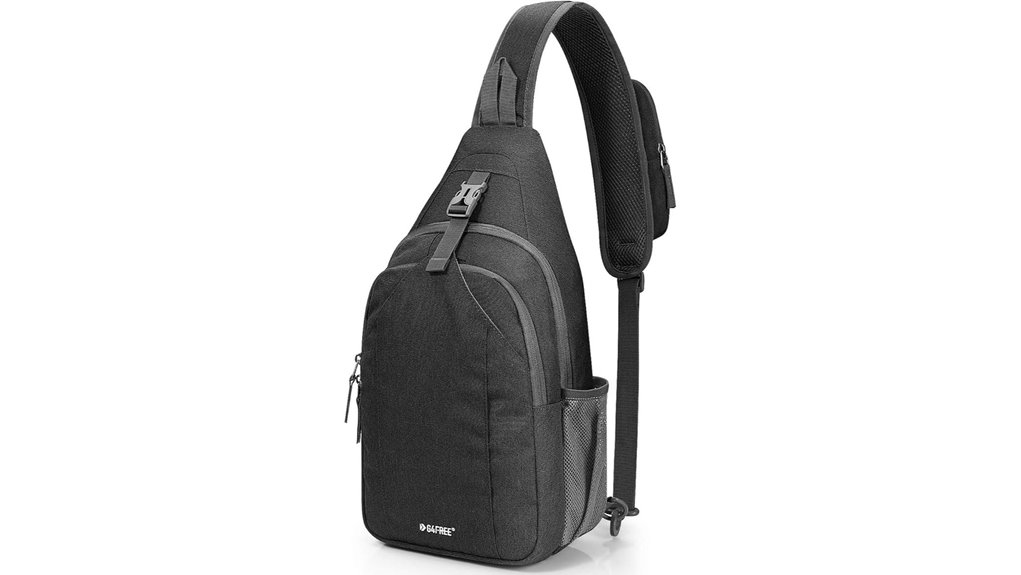 black rfid blocking sling backpack