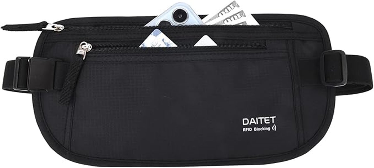black rfid passport money belt