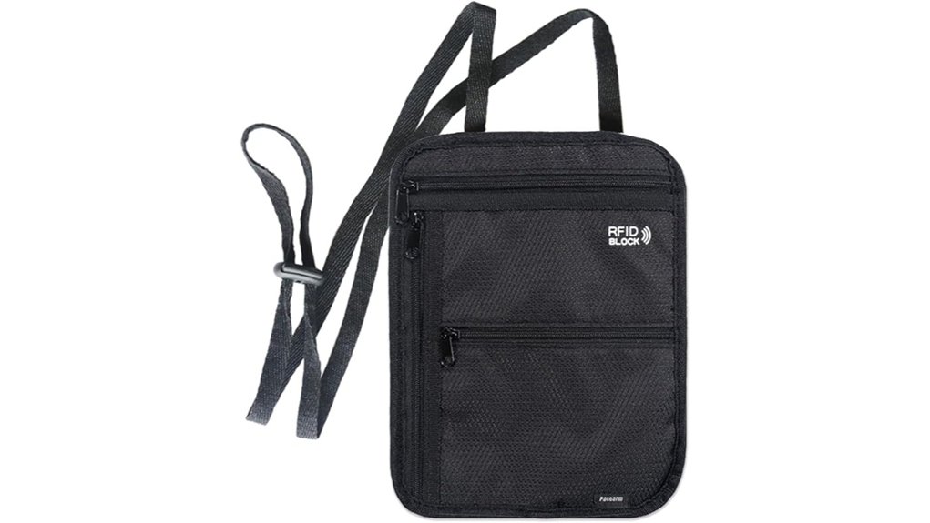 black rfid passport neck wallet