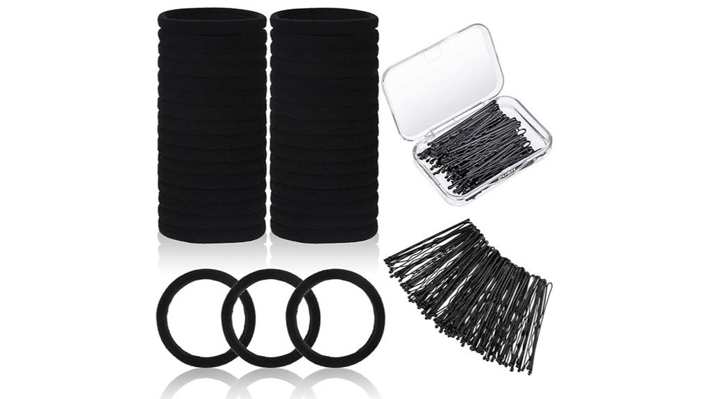 black seamless hair ties set