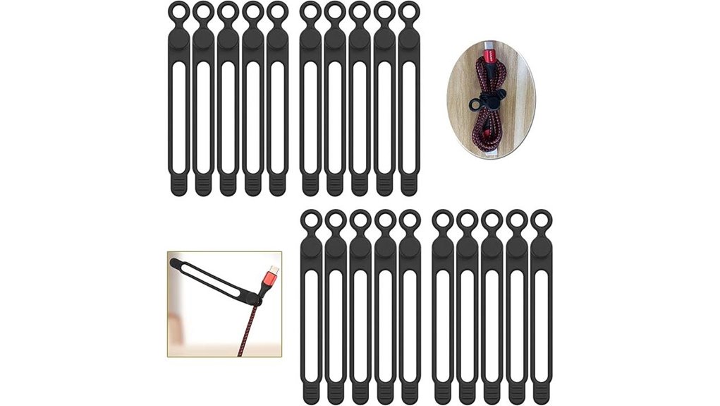 black silicone reusable cable ties