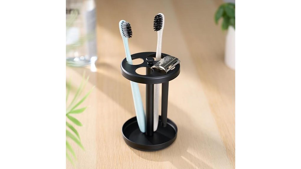 black stainless bathroom organizer