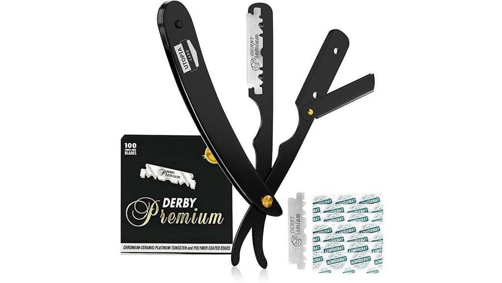 black straight edge men s razor