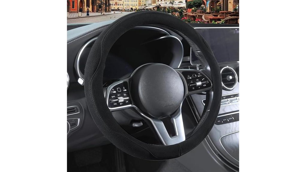 black suede 15 non slip steering wheel
