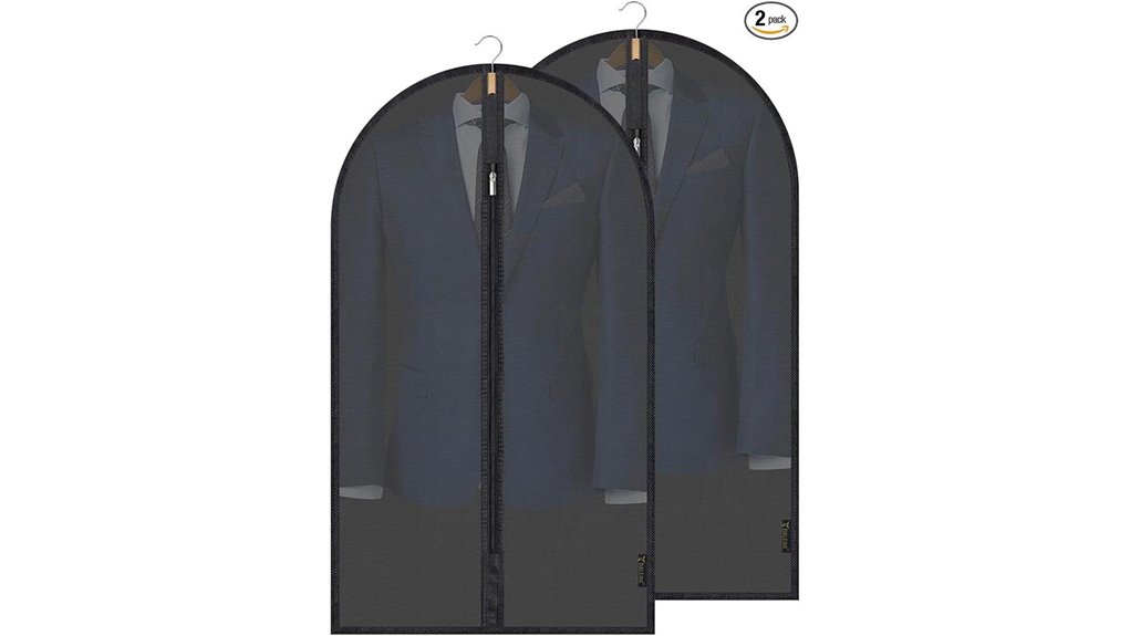 black translucent garment bags