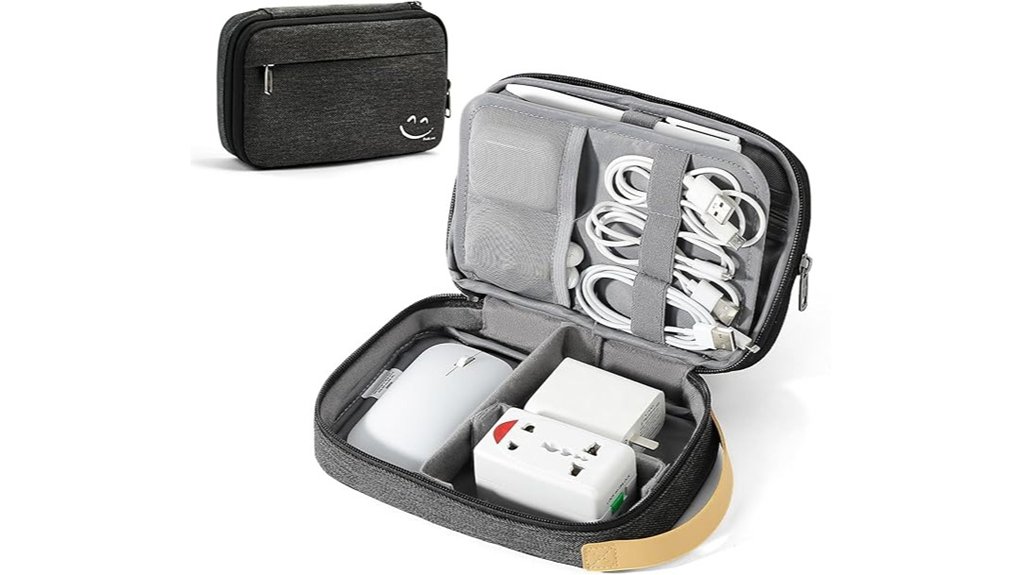 black travel electronic cable organizer