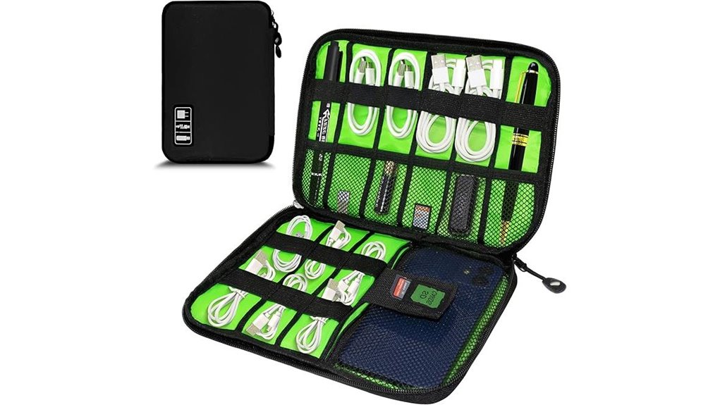 black travel electronics cable organizer