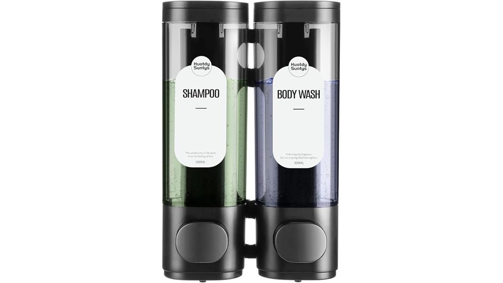 black two chamber wall mounted dispenser