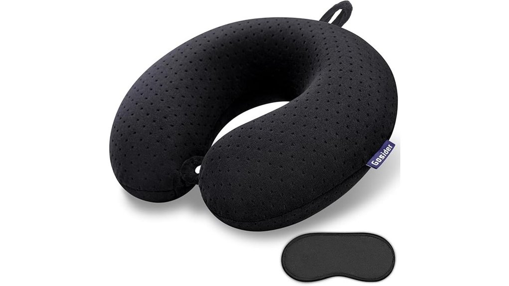 black u shaped memory foam neck pillow