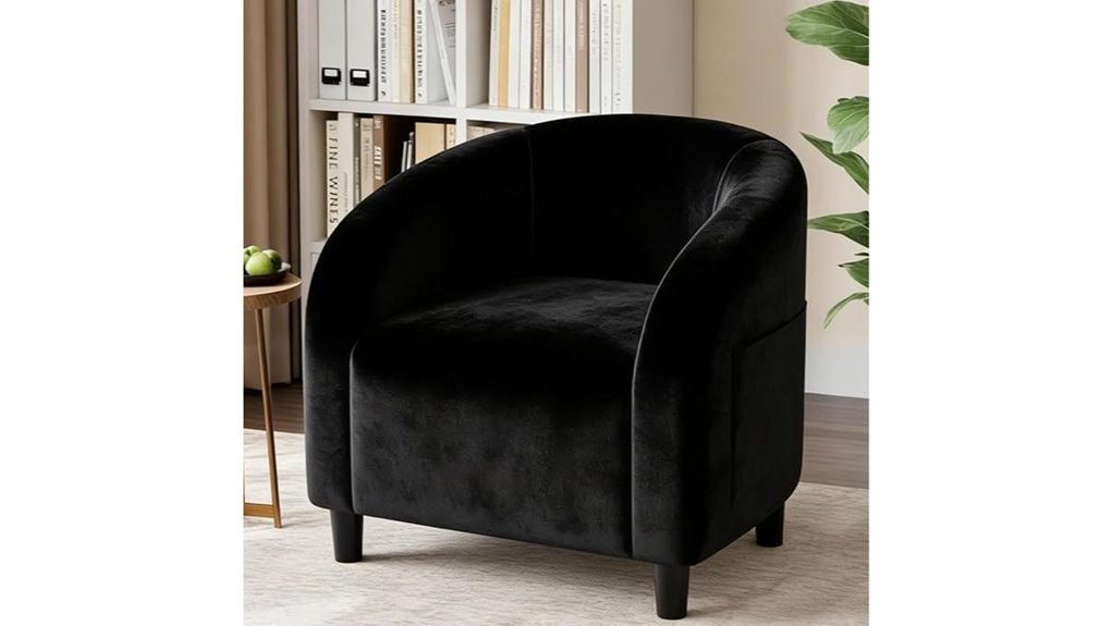 black velvet barrel accent chair