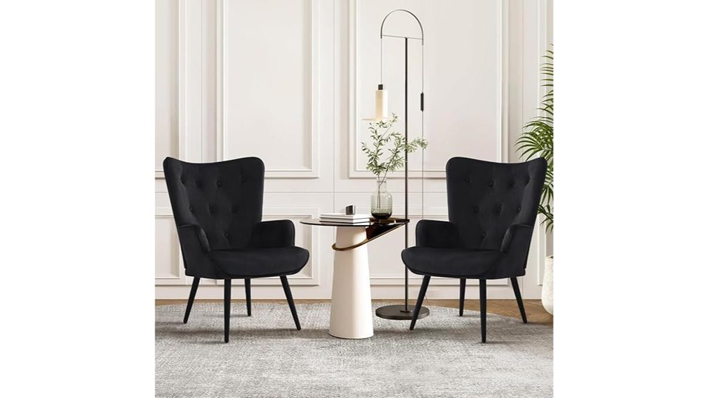 black velvet wingback accent chairs