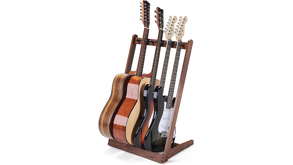 black walnut multi guitar stand