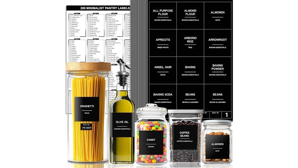 black waterproof minimalist pantry labels