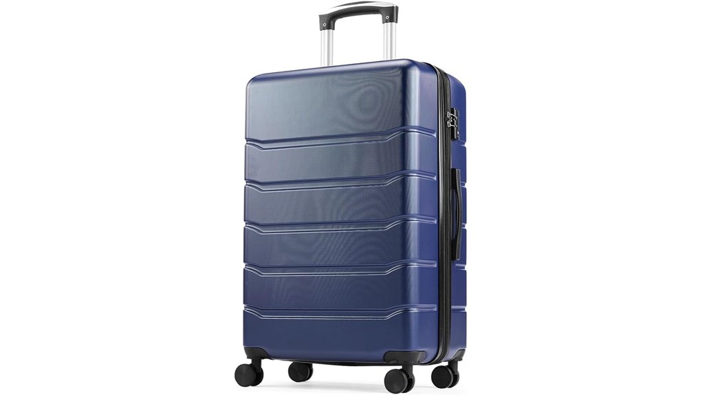 blue 24 inch expandable spinner suitcase