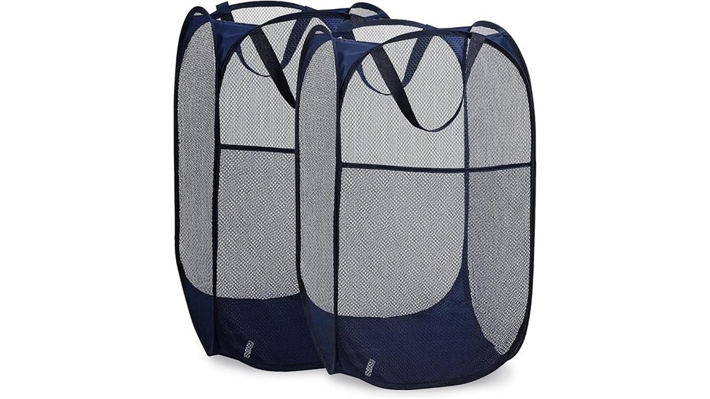 blue collapsible mesh hampers