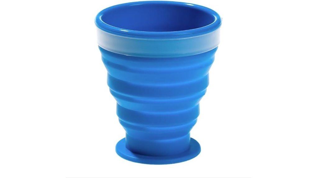 blue collapsible silicone camping cup