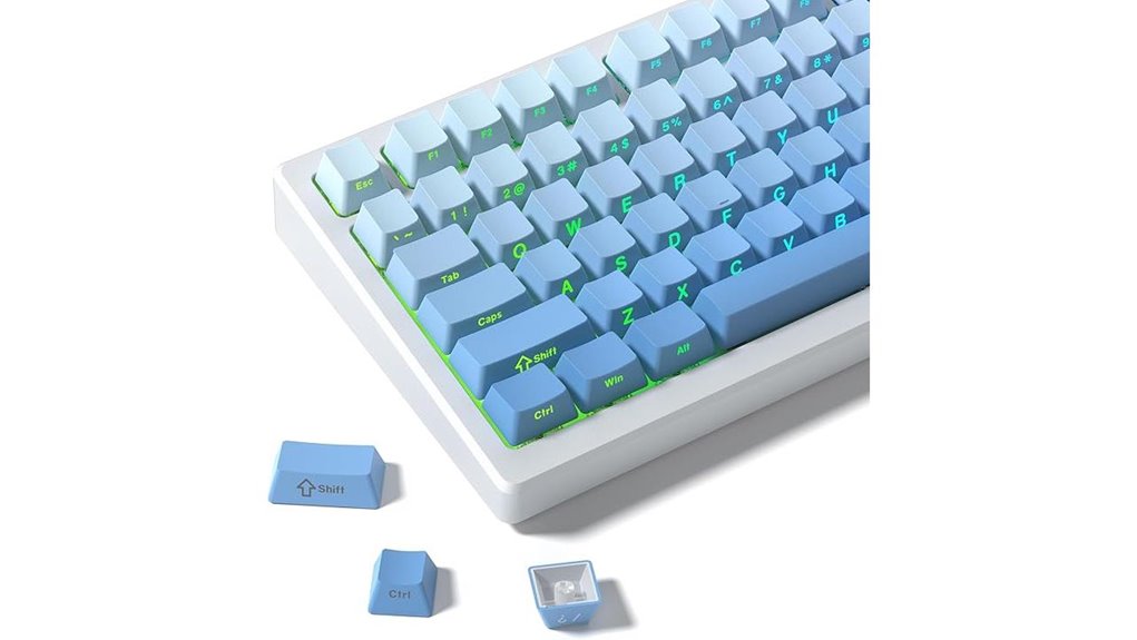 blue gradient pbt double shot keycaps