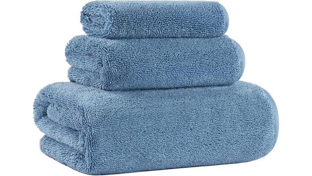 blue ring spun microfiber towel set