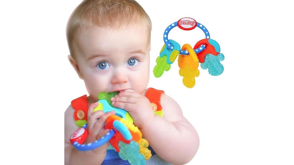 blue silicone baby teether keys