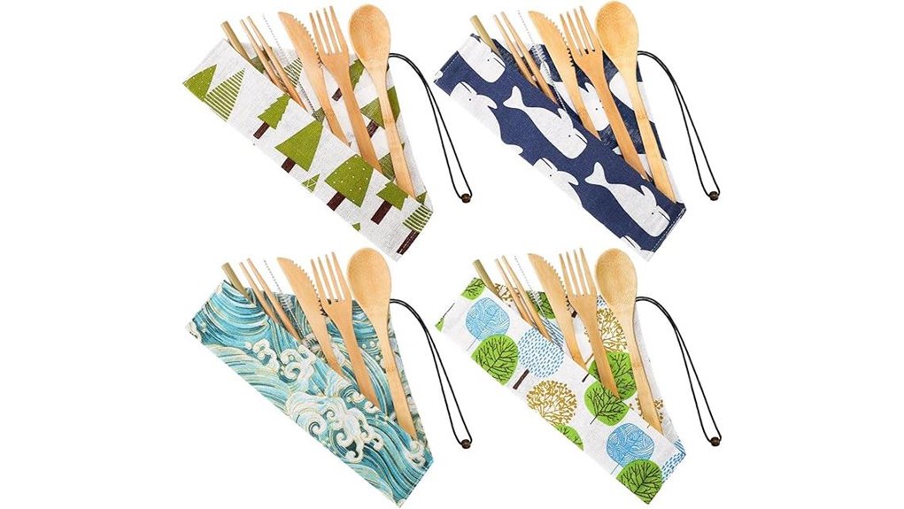boao bamboo reusable utensil set