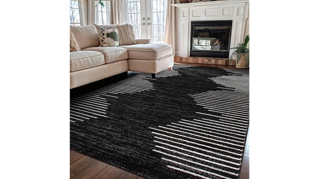 bohemian striped stain resistant rug