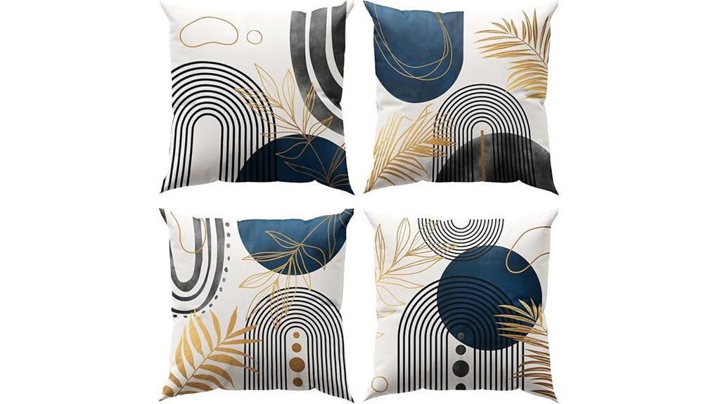 boho blue grey geometric pillows