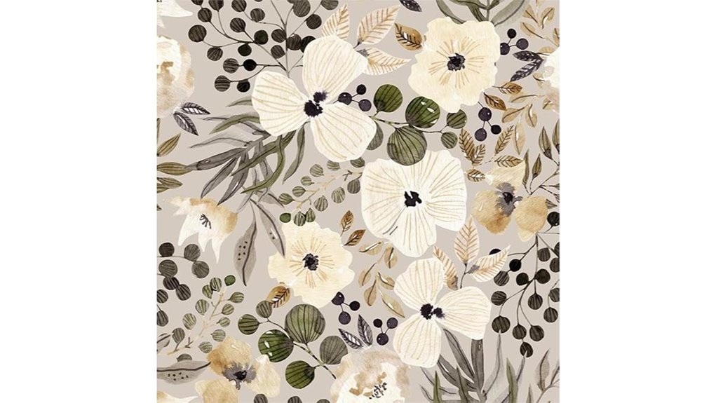 boho cream brown daisy wallpaper