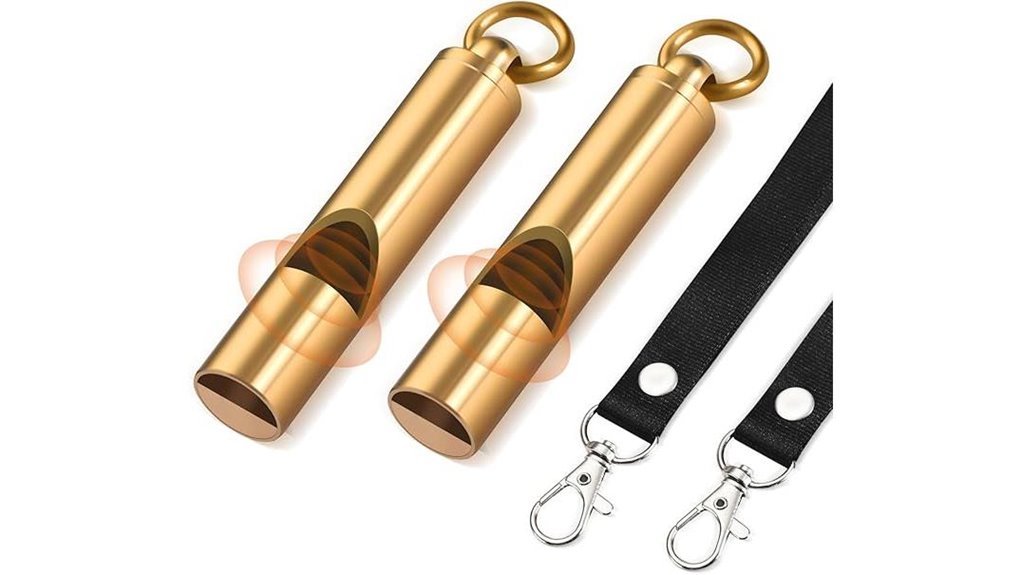 brass emergency whistles two pack