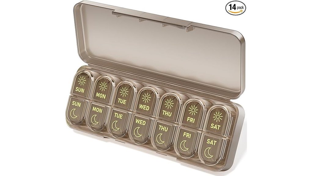 brown 7 day am pm pill organizer