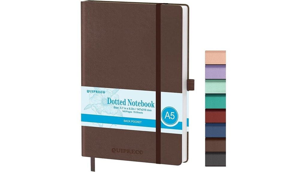 brown a5 hardcover dotted journal