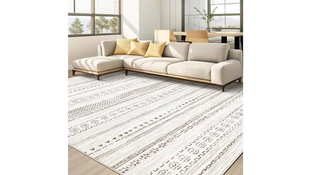 brown boho geometric washable rug
