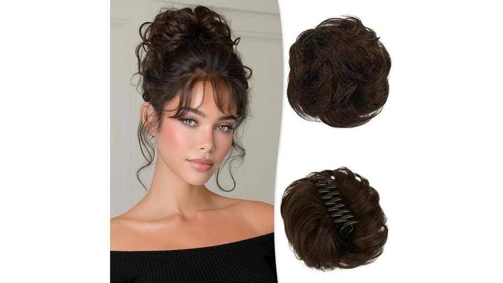 brown real hair messy bun