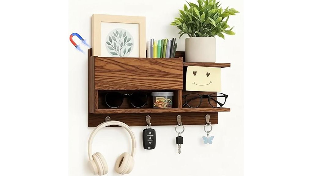 burnt brown magnetic wooden organizer
