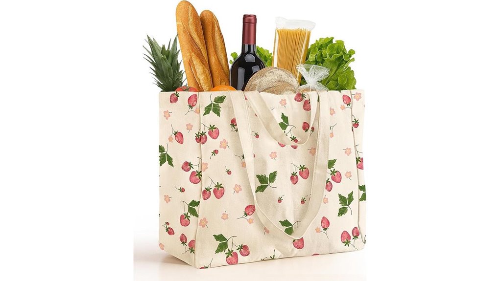 canvas reusable grocery tote bag