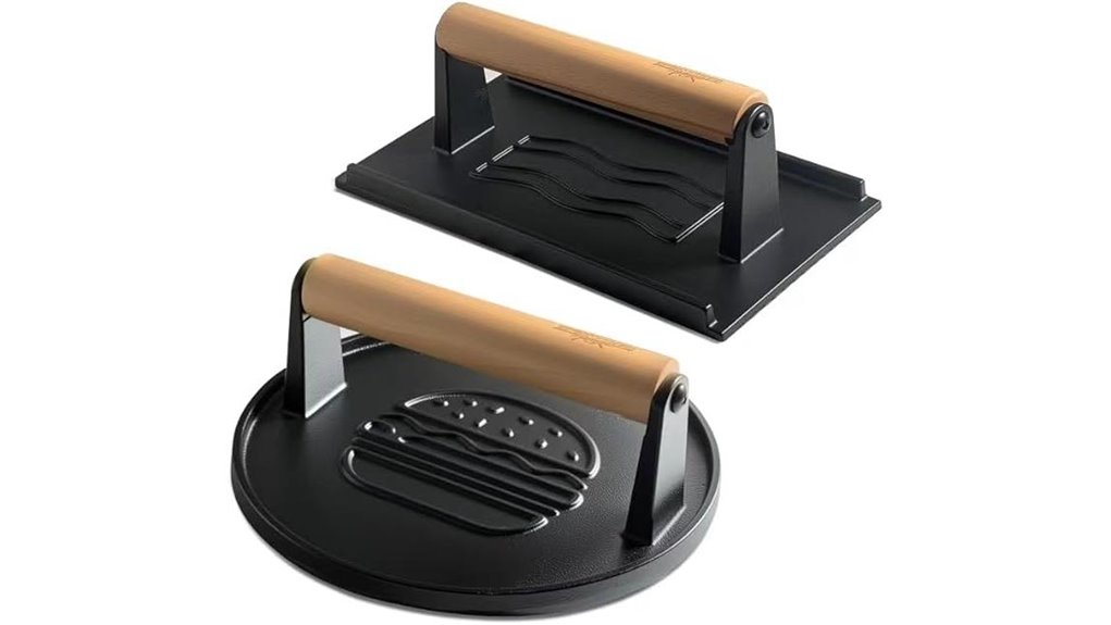 cast iron burger press set
